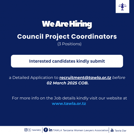 Job Vacancy: Council Project Coordinator – 3 Positions